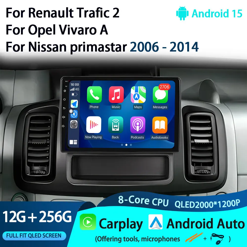 

Wireless Carplay Android 15 For Renault Trafic 2 For Opel Vivaro A For Nissan primastar 2006 - 2014 Auto Multimedia Player GPS