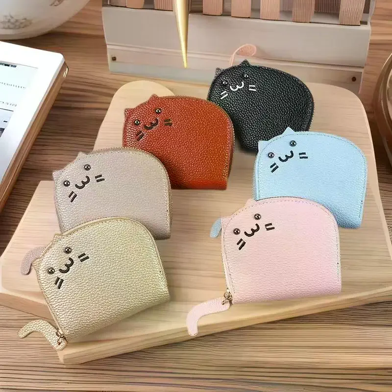 Cartoon Cat Shaped Design Wallet Women's Multi-Card Slots Holder Cute Fashion Faux Leather Coin Purse Creative ID Card Holder
