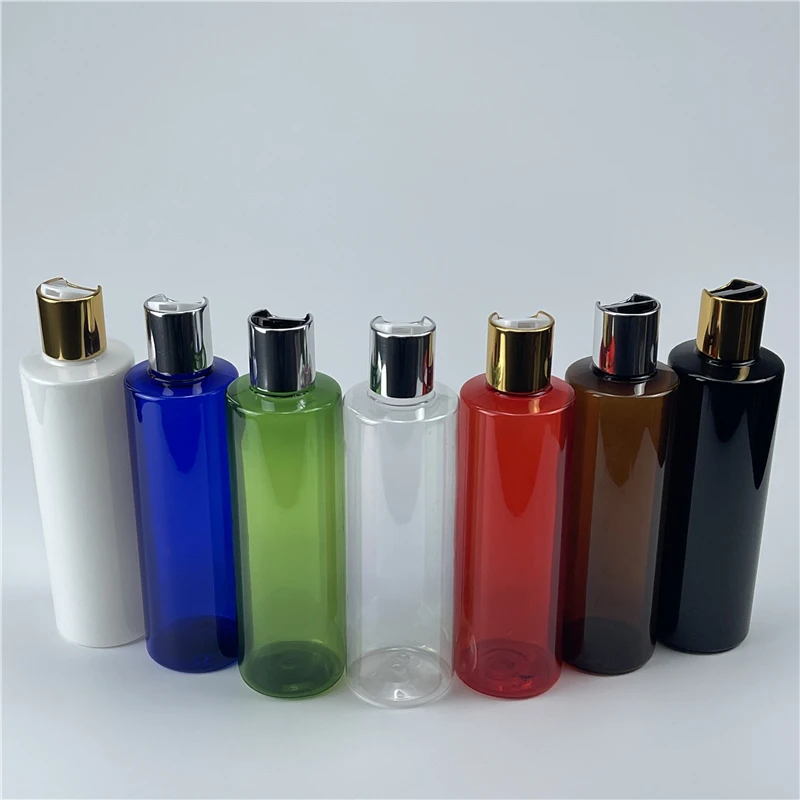 Multicolor 250ML X 25 Anodized Aluminum Disc Top Cap Bottles Empty PET Lotion Bottles Travel Size Plastic Containers For Shampoo