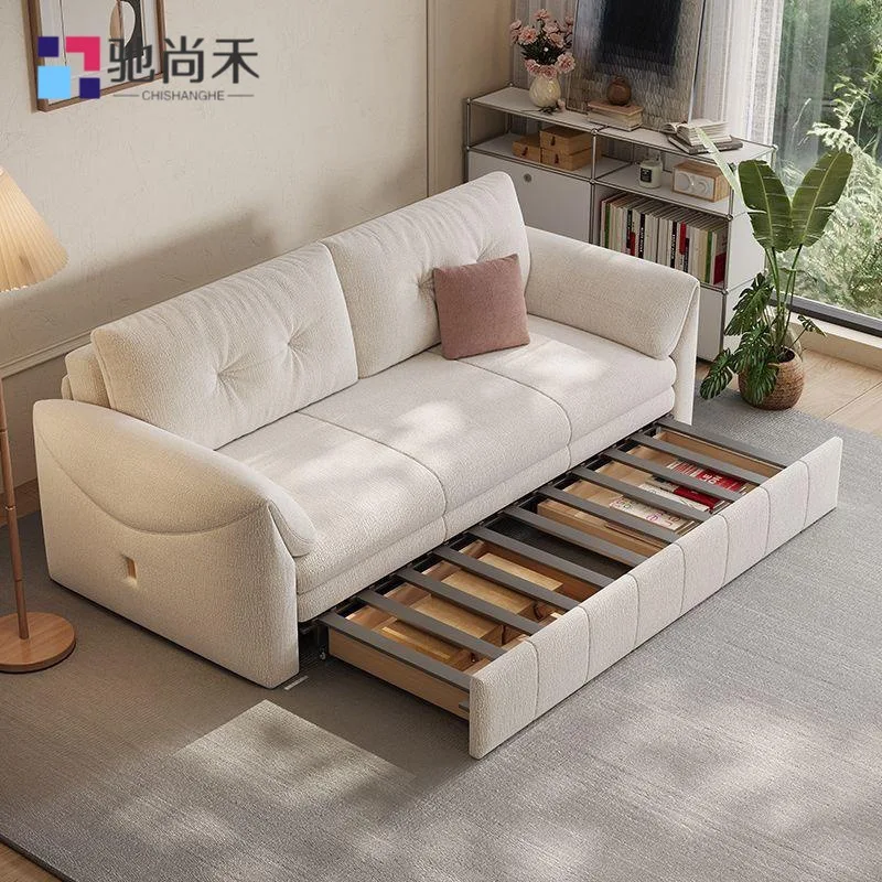 Sofa bed integrated foldable multifunctional small apartment storage straight row cream-style trendy bedroom sofa
