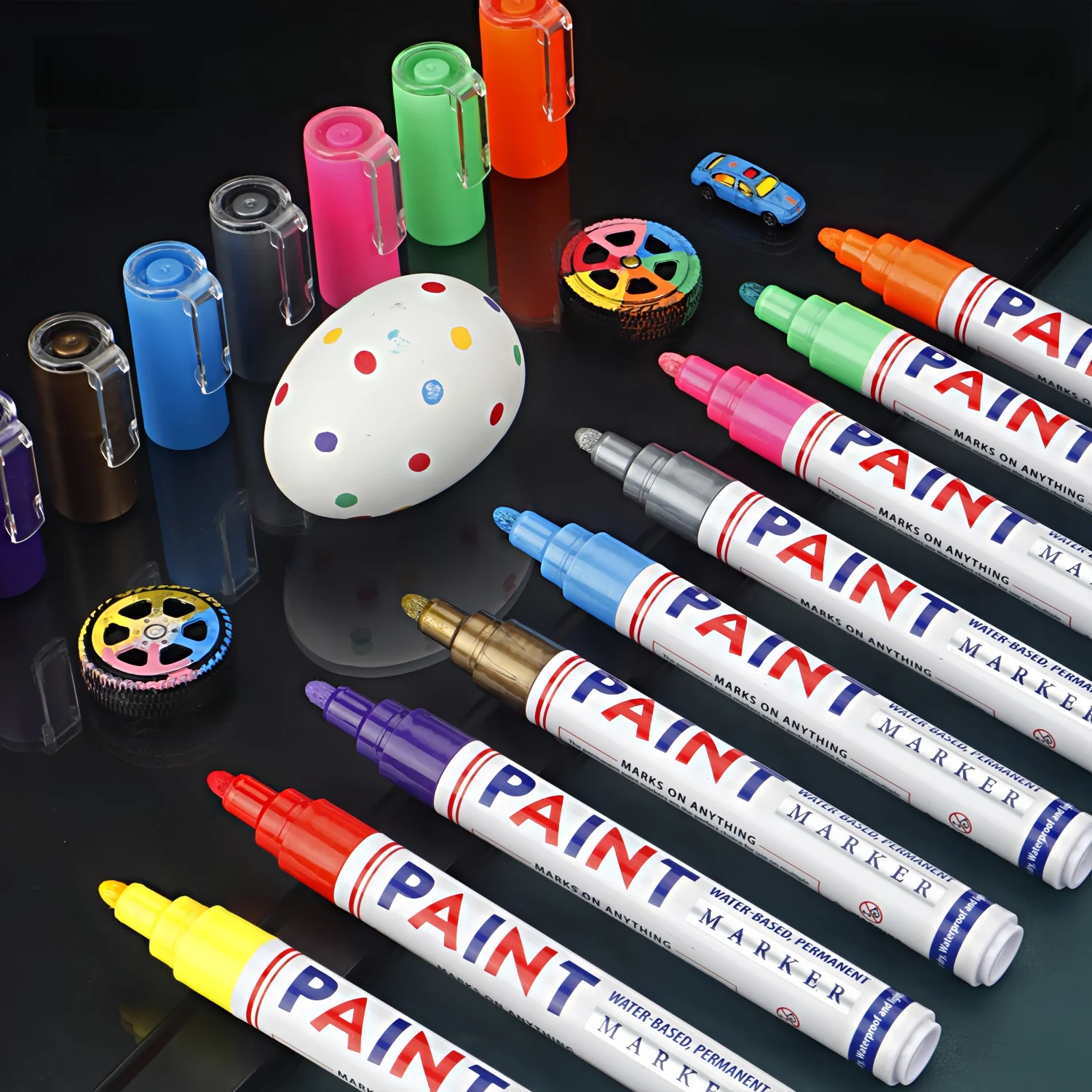 

Paint Markers Pens,12 Colors Oil-Based Paint Pen Set,Quick Dry and Permanent,Markers for Rock,Stone,Ceramic,Wood,Fabric,Plastic