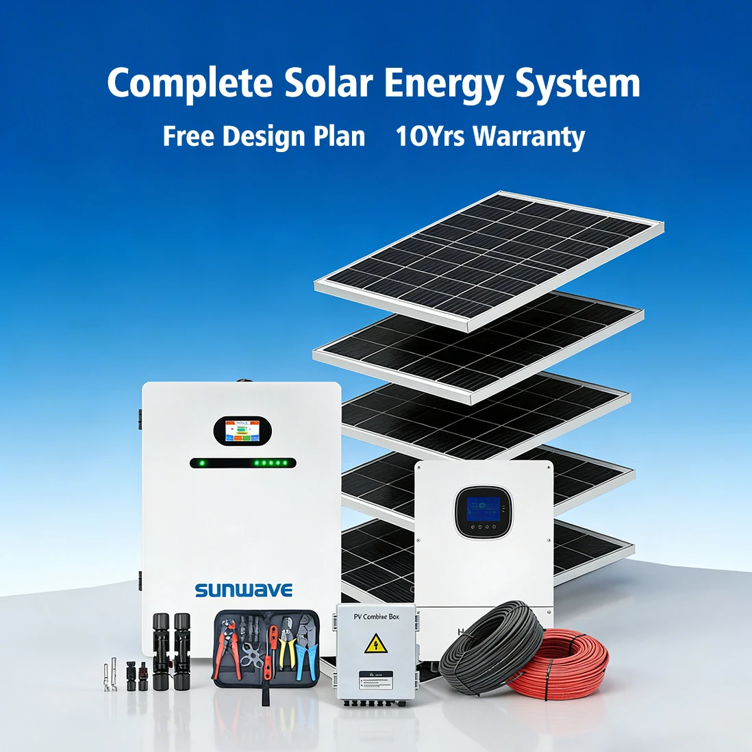 3-50kW Single Three Phase Hybrid Solar Energy Storage System 220V 300V Lifepo4 Battery Household Power Kit
