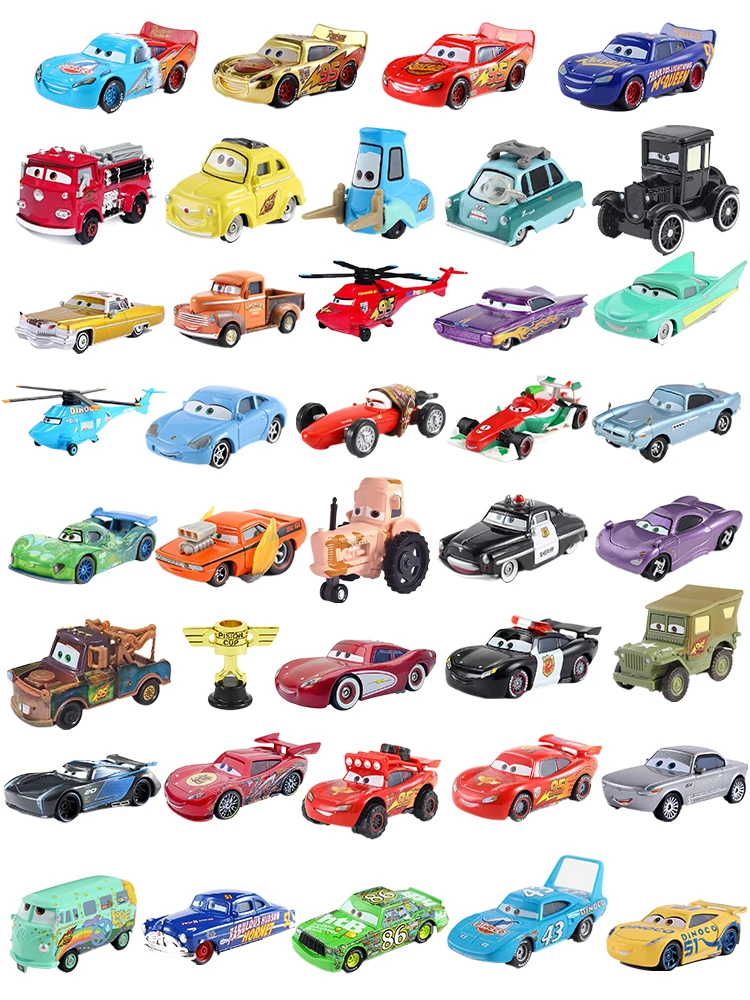 Kolekcja metalowych modeli samochodów z odlewu stopowego: Chick Hicks, King Lightning, Mini Hudson, Dinoco, Ramirez, Ramone, Sheriff Sterling, Racer 3 2 1 (18) — Zdjęcie 2 z 2