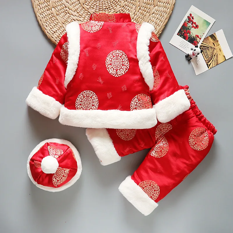 Baby Kids Tang Suit Thicked Spring Festival New Year Costume Traditional Chinese Hanfu Photography Clothing One-Year-Old Costume