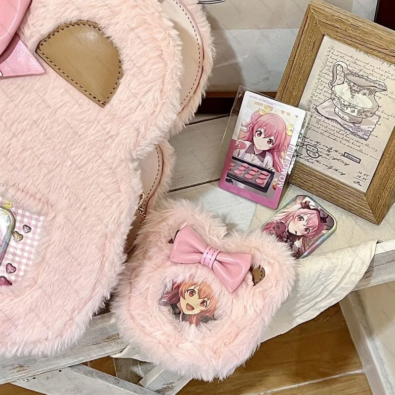 Kokardki Kawaii Plush Badge Itabags Girls Cat Ear Design Cute Bag Accessories Transparent Pocket Japanese Coin Purse Y2k Bag Pendant
