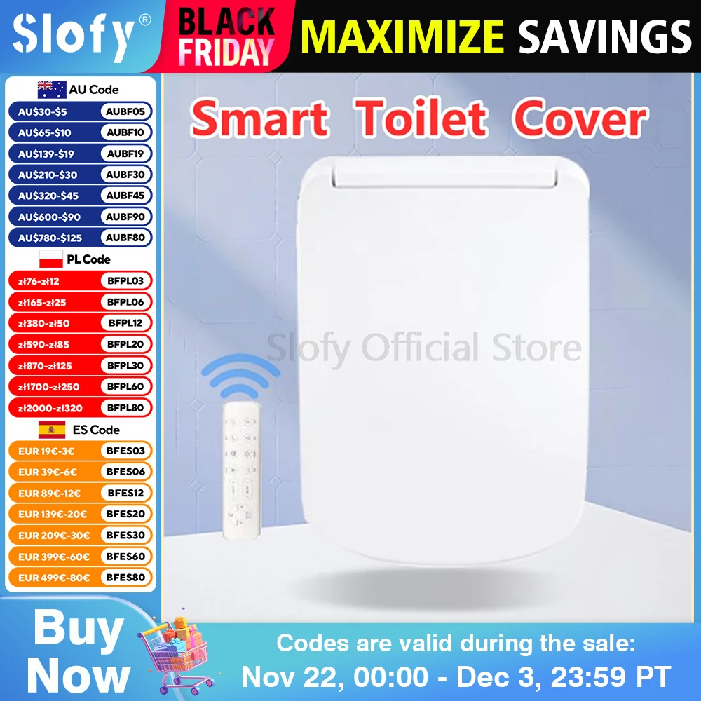 Smart Toilet Cover Bidet Seat Square Toilet Remote Control Air Dryer Universal Toilet Lid Water Wind Temperature For Bathroom