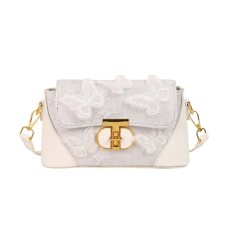 

2025 New! Premium 3D Embroidered Butterfly Ladies' Small Square Bag Sleek Crossbody Versatile for Work and Travel