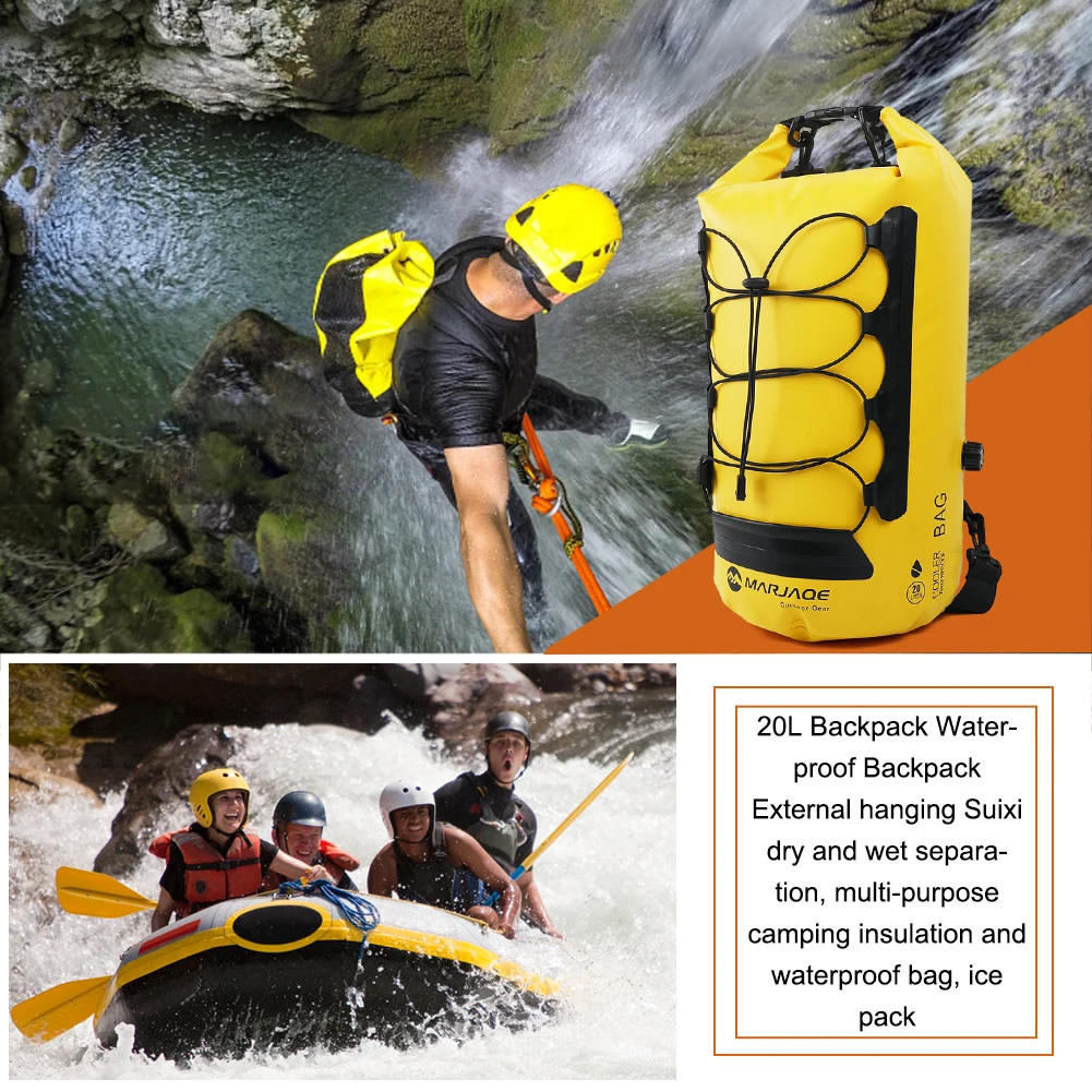حقيبة ظهر معزولة في الهواء الطلق ، مقاومة للماء ، قابلة للطي ، فصل جاف ورطب ، مناسبة لركوب الزوارق ، الرحلات ، ركوب الزوارق ، دراجة ، 20 لتر #3
