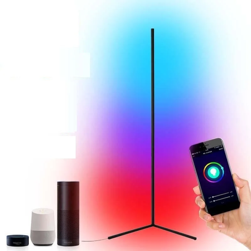 Alexa Google echo App Remote Control Modern RGB LED Corner Floor Lamp Atmosphere Lamp Living Colorful Indoor Standing Light