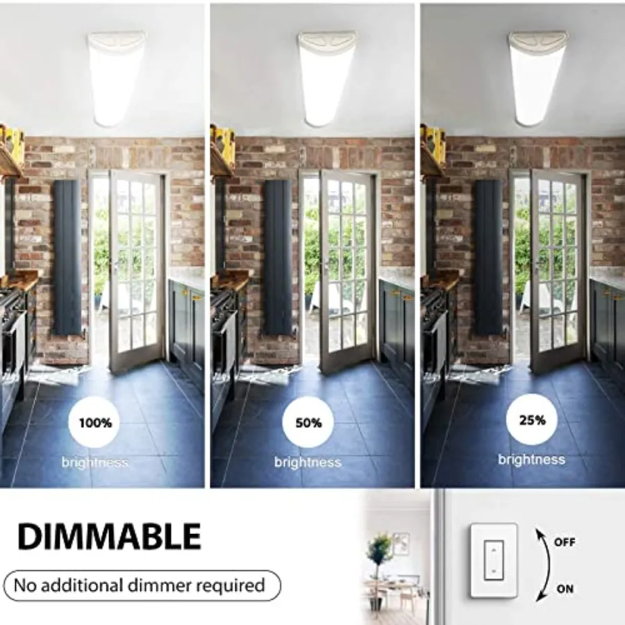 Dimmable 4Feet LED Kitchen Puff Ceiling Lights 40W 4800LM 4 Feet LED Linear Fixture 48 Inch Flush Mount Wraparound Shop Light f