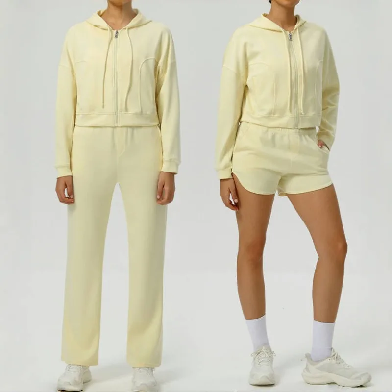 

Women's Casual Yoga Set with High-end Feel Loose Fit Breathable Zipper Jacket Set Outdoor Sports Running and Fitness Clothing