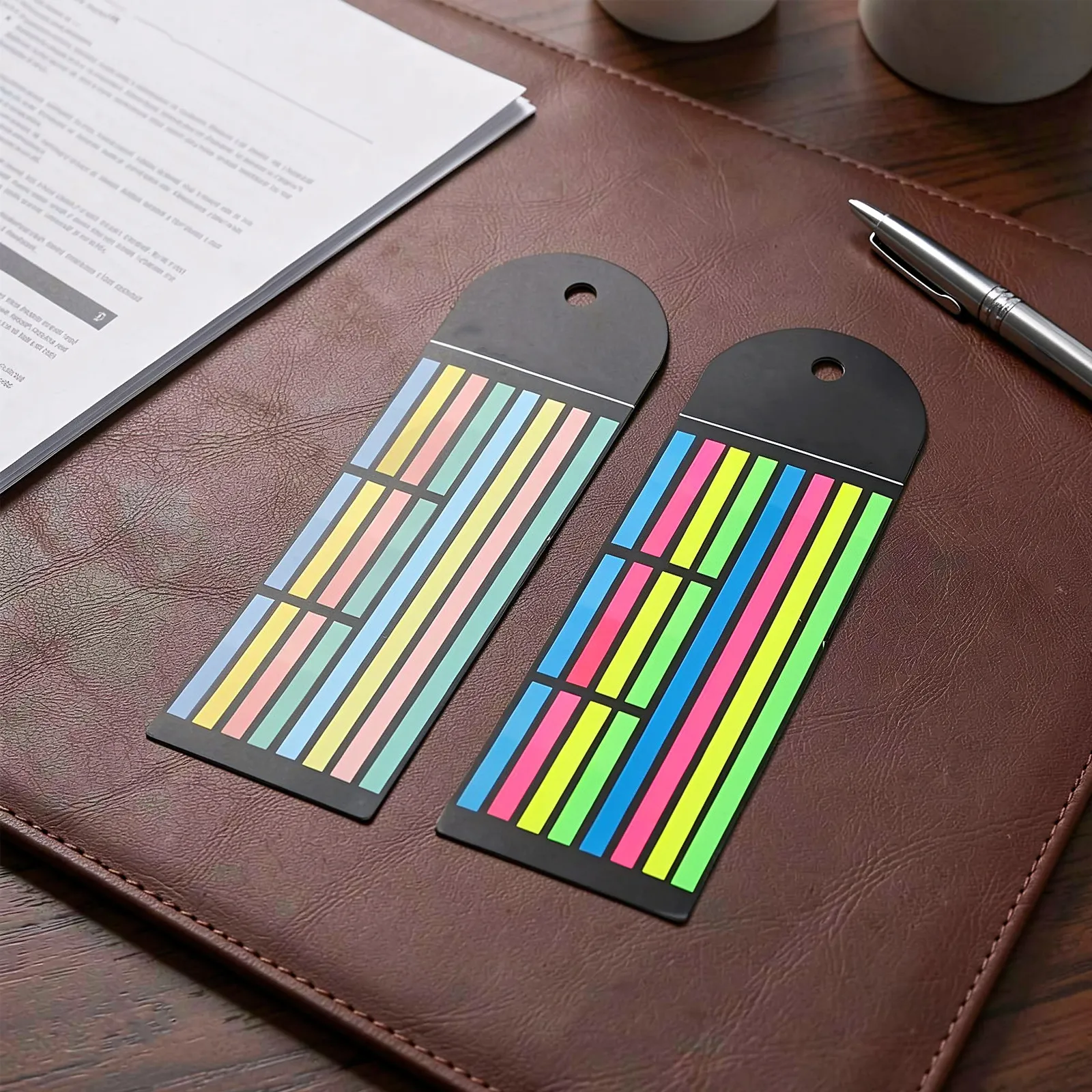 32Pcs Transparent Removable Highlighter Tape Strips Neon Fluorescent Colored Sticky Indexing Tabs Marking Page Flags for Study view 6