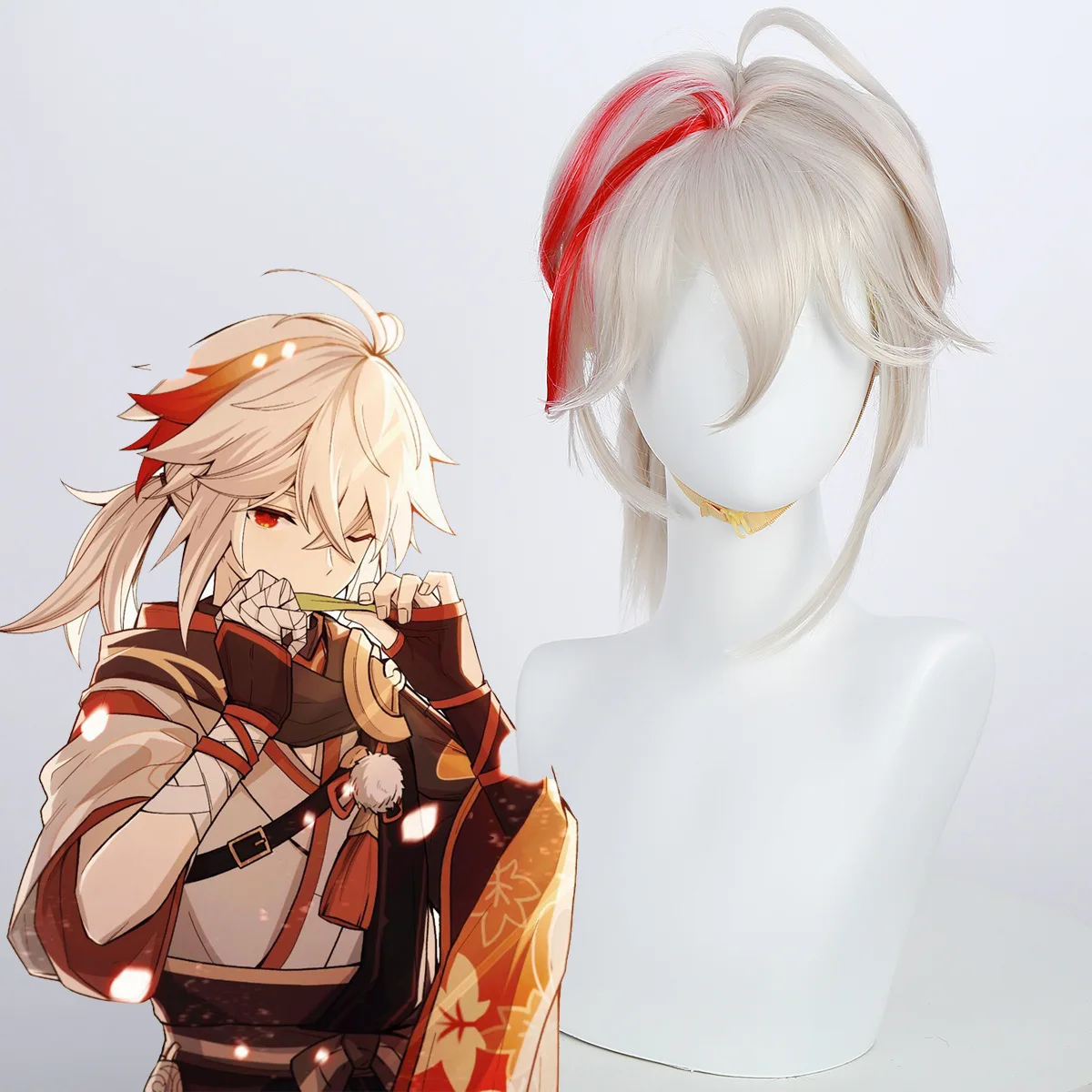 Game Genshin Impact Scarlet Leaves Pursue Wild Waves Kaedehara Kazuha Cosplay COSTUME Adult Unisex Wigs Synthetic Wig Props Gift