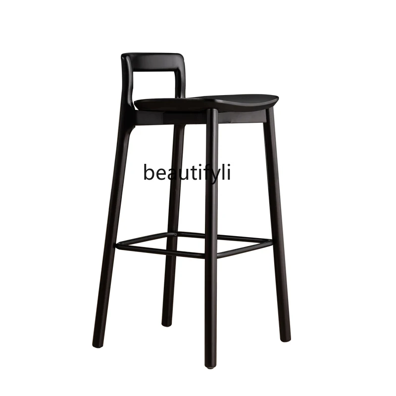 

Nordic Bar Chair Light Luxury Solid Wood Chair Home Bar Stool High Chair Modern Minimalist Bar Stool