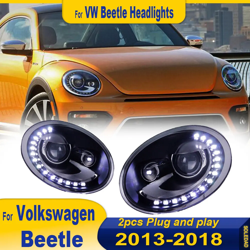 Car Headlight For VW Beetle 2013 2014 2015 2016 2017 2018 LED Car Lamps Daytime Running Lights Dynamic Plug And Play Accessories