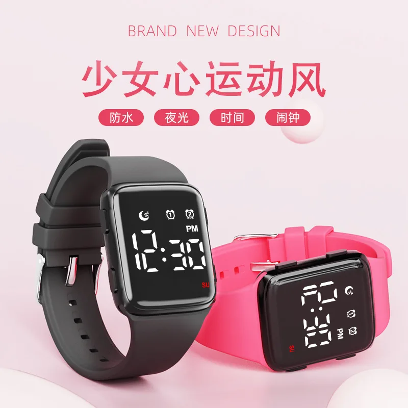 

Double Alarm ClockLedElectronic Watch Classic Square Luminous Waterproof Sports Electronic Watch Women Children's Watch Whol