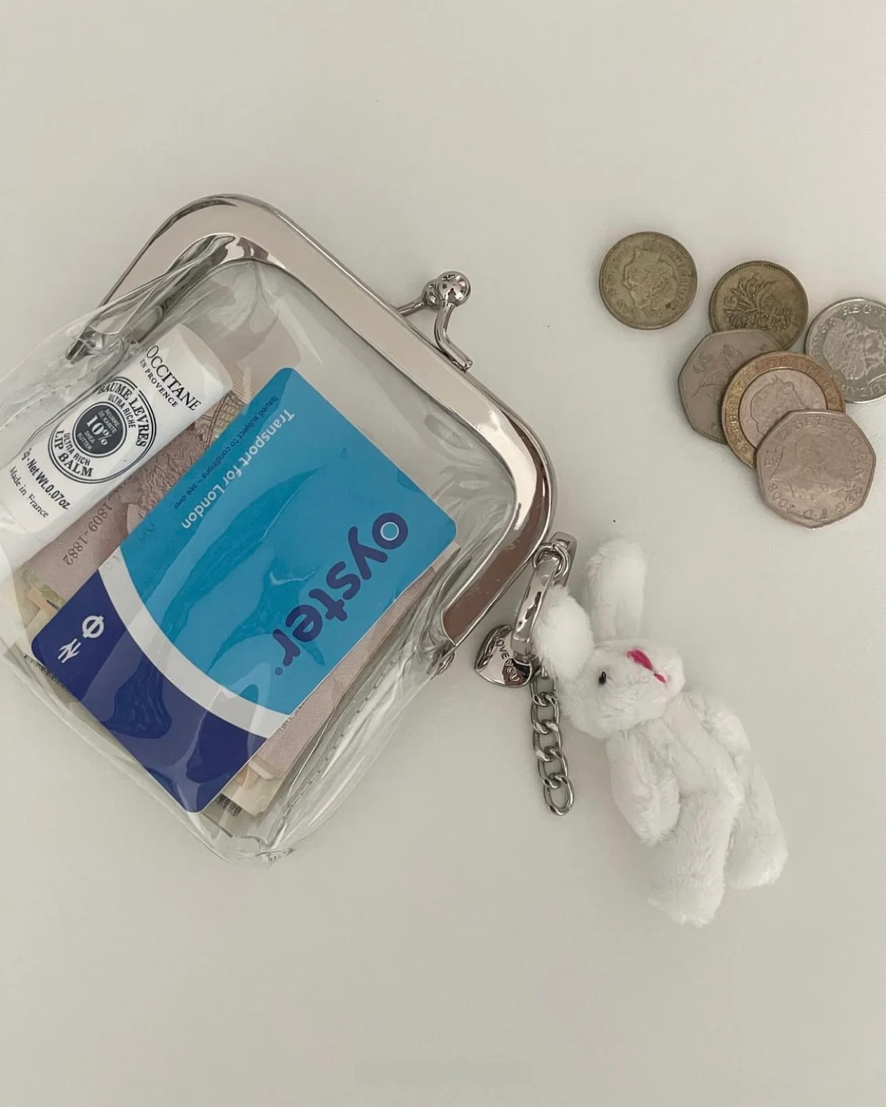 Transparent PVC Coin Purse Simple Iron Clip Storage Bag for Small Objects Lipstick And Coins Unisex Square Shape Functional Bag