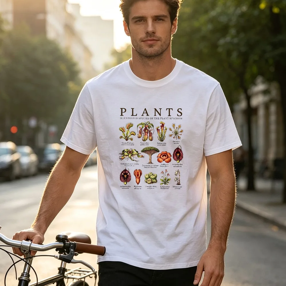 Vintage Botanical Plants Cotton T‑Shirt Unisex Tee Exotic Flora Hobby Gift Fashion Botany Lover Nature Enthusiast Outdoor Tshirt