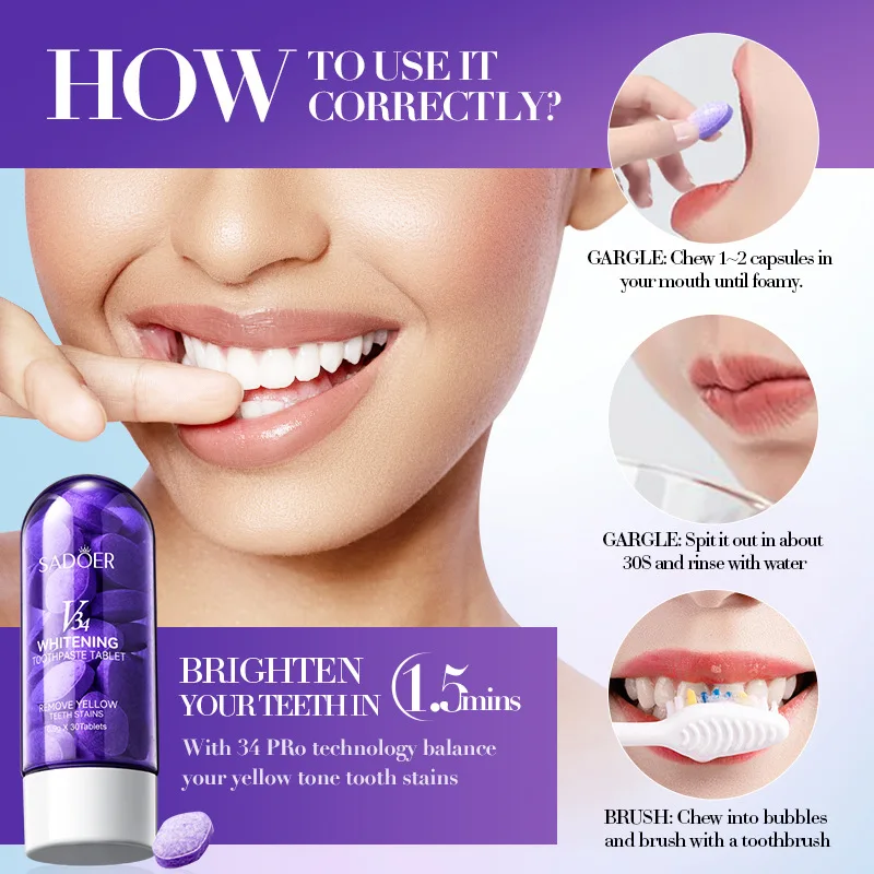 

v34 Teeth Whitening Strips can remove yellowing and bad breath, quickly whiten and strengthen teeth for both men and women