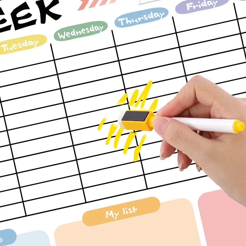 Spanish/English Weekly Monthly Planner Daily Message Magnetic Stickers Soft Whiteboard Fridge Magnets Calendar Removable