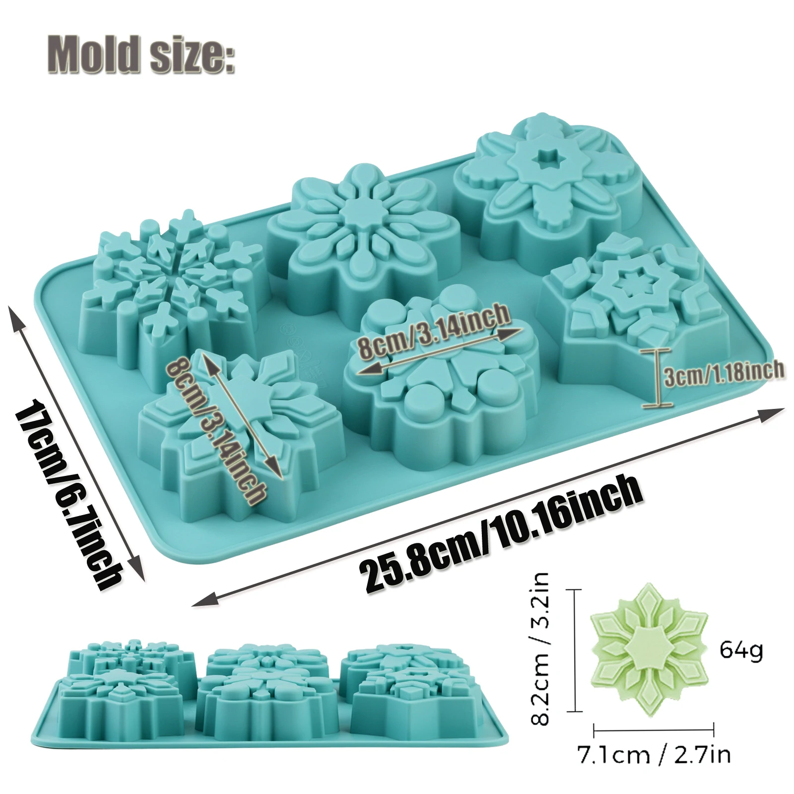 1 Stück Silikon-Schneeflockenform für Weihnachtsbacken, verdickte Form zur Herstellung von Schneeflockenkerzen, Desserts, Mousse und Süßigkeiten – Detail 3