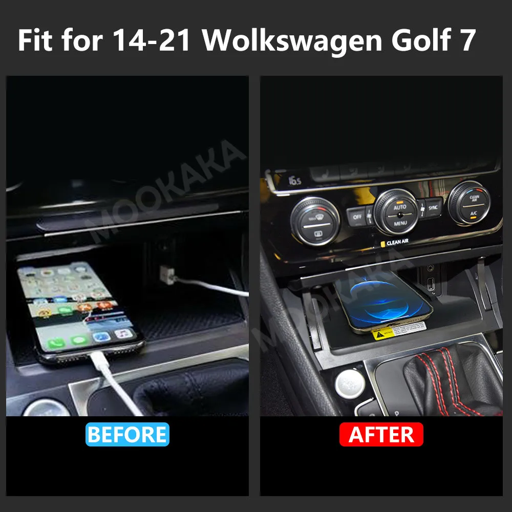 

For Volkswagen Golf 7 2014-2020 Quick QI Car Wireless Charger Fast Charging Intelligent Infrared Mobile Phone Dashboard