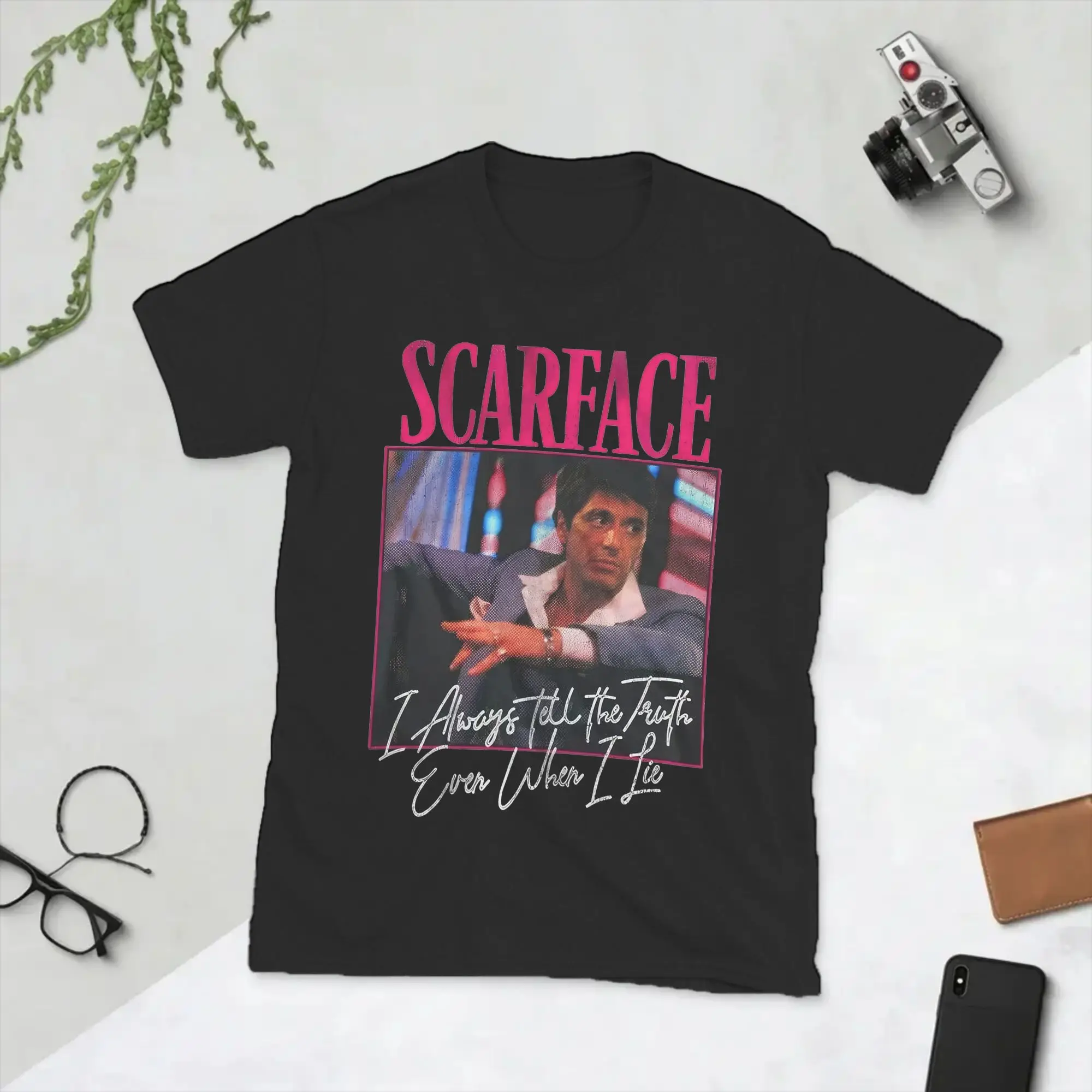 Men's T-Shirt Tony Montana Always Tells The Truth Vintage Cotton Tee Shirt Scarface Movie T Shirt Round Collar Tops Summer