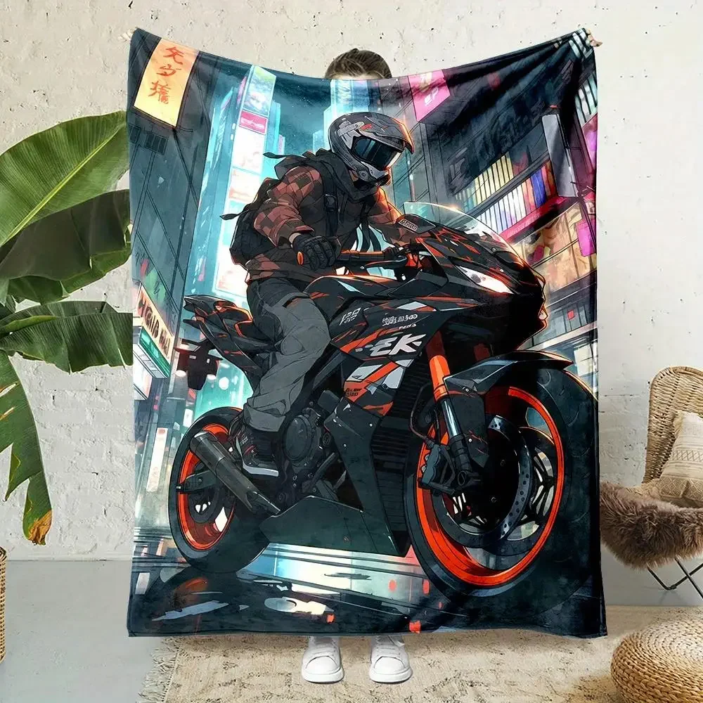 Dynamic rider motorcycle pattern, four-season comfortable bed cover, sofa and outdoor blanket are machine washable. Gift