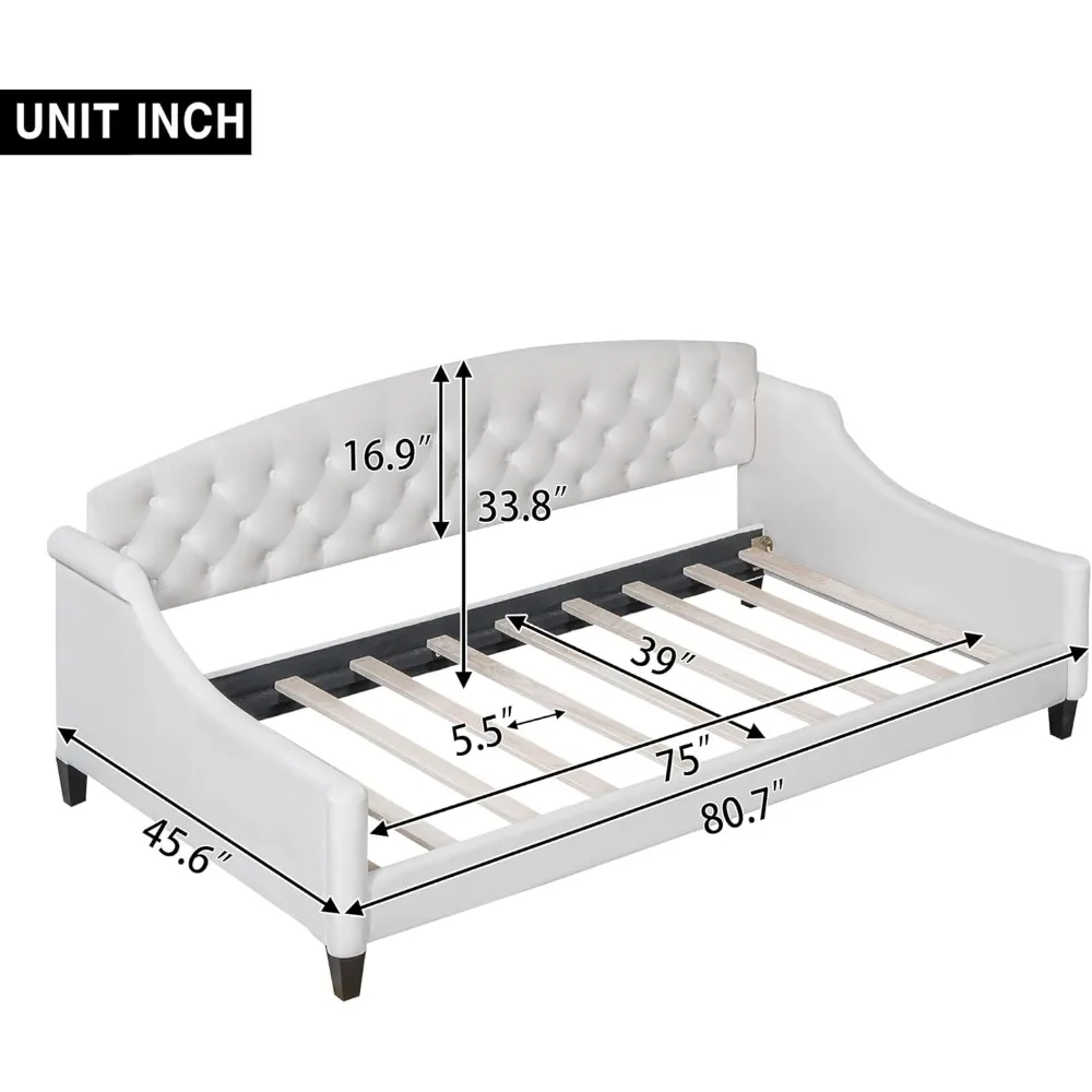 LZ LEISURE ZONE Espreguiçadeira dupla, espreguiçadeira com botão tufado de luxo de tamanho duplo, estrutura de sofá-cama dupla estofada, sofá-cama para quarto e sala de estar R