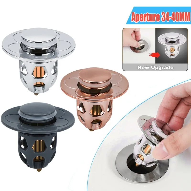 Copper Pop-Up Bounce Core Aperture 34-40mm Basin Drain Filter Hair Catcher Sink Strainer Bathtub Stopper Bath Plug Bathroom Tool