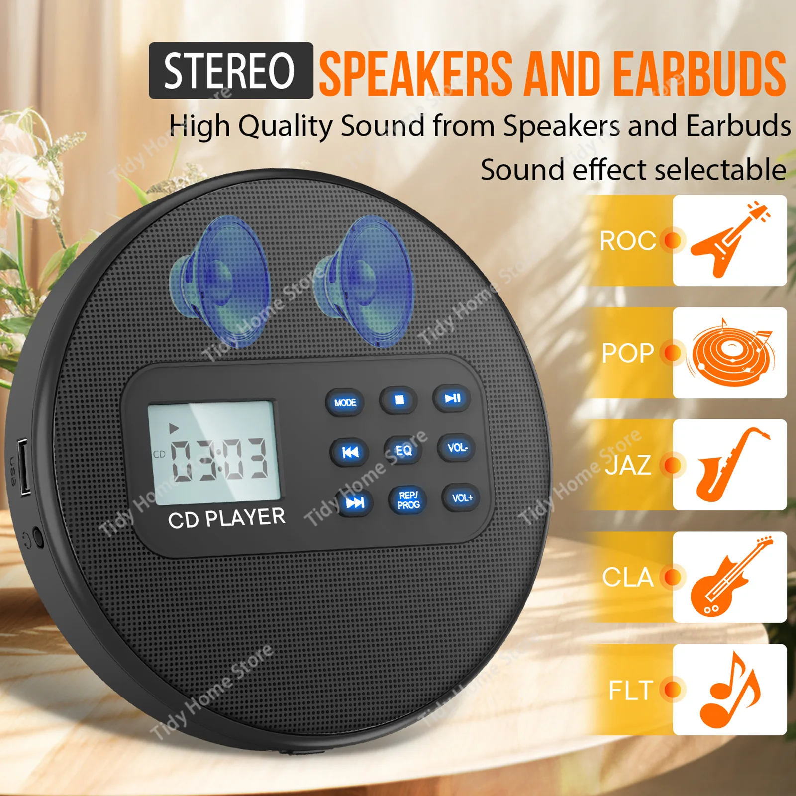 Dual-Speaker CD Player, CD Album, MP3 Walkman, Portable CD Player