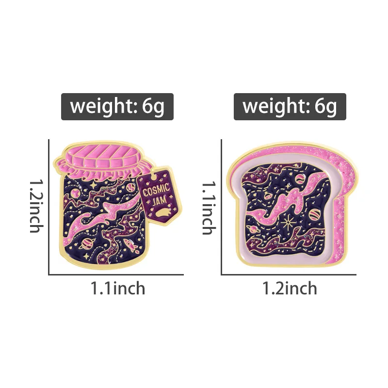Starry Jam Toast Enamel Pins Moon Stars Milky Way Brooches Lapel Badges Clothes Fantacy Jewelry Gift for Kids Friends