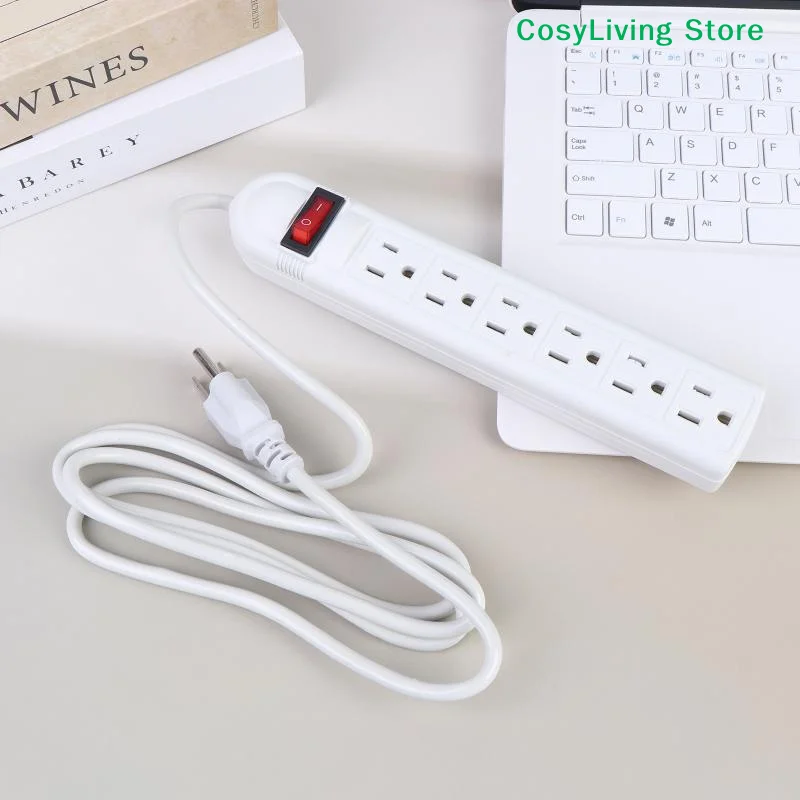 [CL]US Power Strip 6 Outlet 2M Surge Protected Extension Cord On Off Switch Safe Socket For Home Office Dorm Electronic Charging