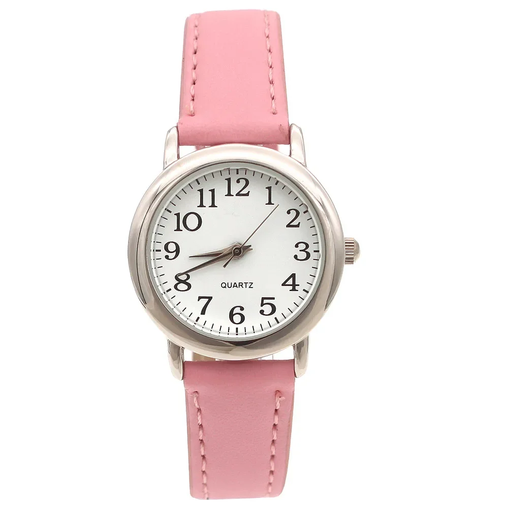 10pcs/Lot, Mixed Wholesale Watches Children Watches Girls Leather Simple Watch For Girls students electronic Quartz Wristwatches