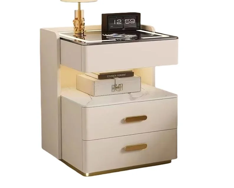 طاولة بجانب السرير ذكية فاخرة وبسيطة وحديثة مع شحن لاسلكي لاستخدام غرفة النوم أو الشقة العائلية #2