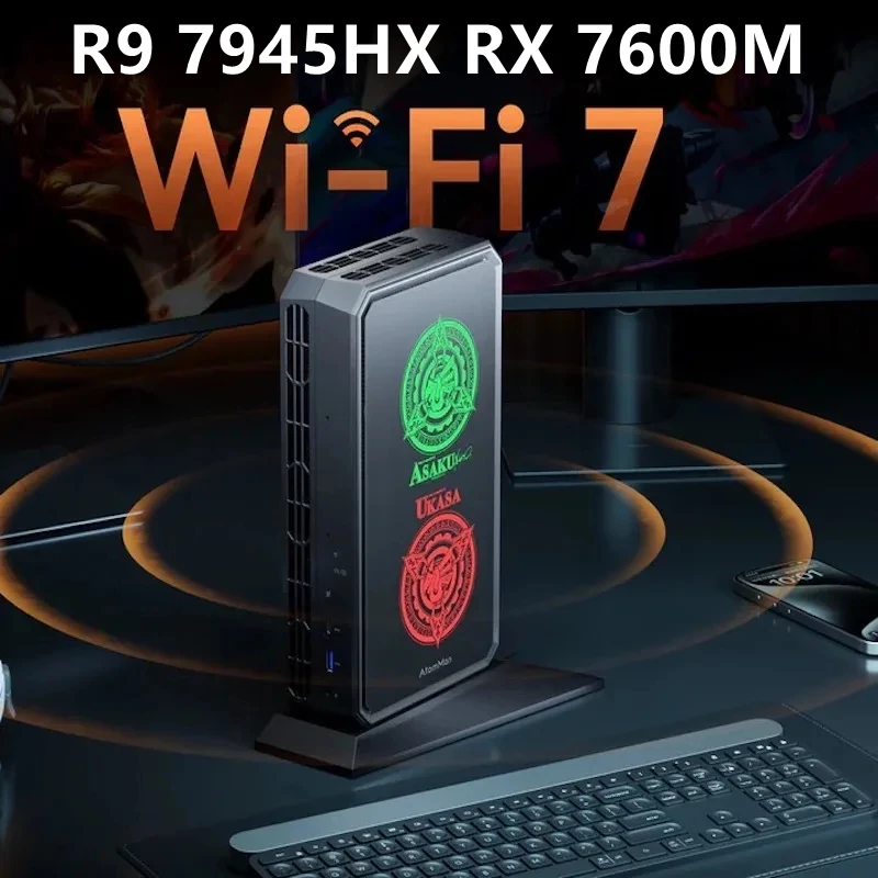 AtomMan G7 Pt AMD Ryzen 9 7945HX RX 7600M XT 8G Gaming Mini PC Win 11 World's First AMD Certified Powerful Gamer Computer WiFi7