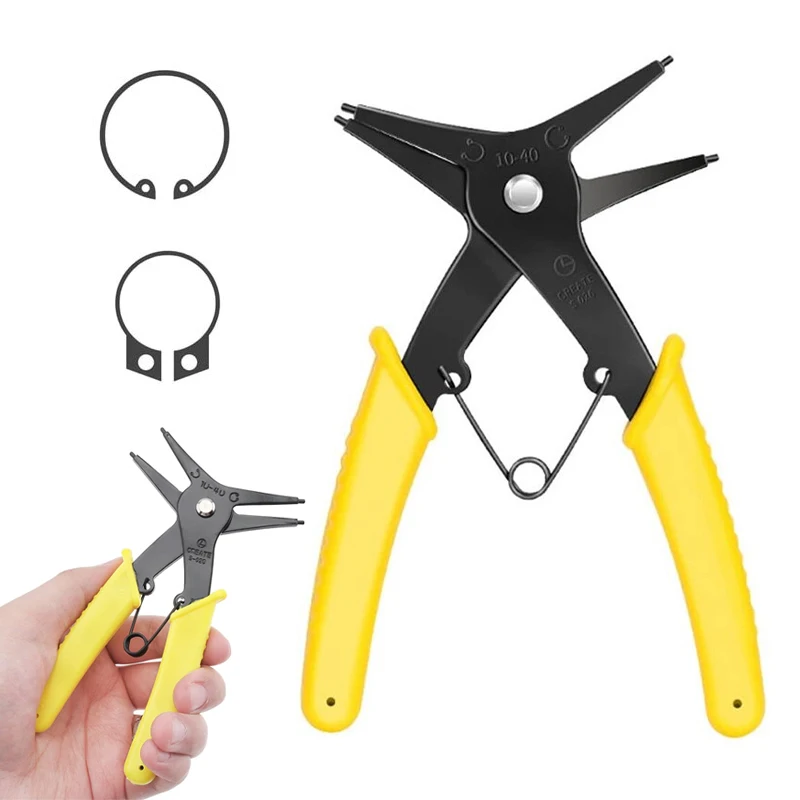 Circlip Pliers 2 in 1 Internal and External Dual Purpose Pliers External Spring Pliers Large Retaining Ring Removal Tool