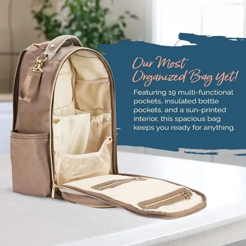 حار بيع! حقيبة ظهر للحفاضات - سعة كبيرة بالإضافة إلى حقيبة ظهر للأطفال تتميز بـ 19 جيبًا، وسادة تغيير، عربة أطفال #1