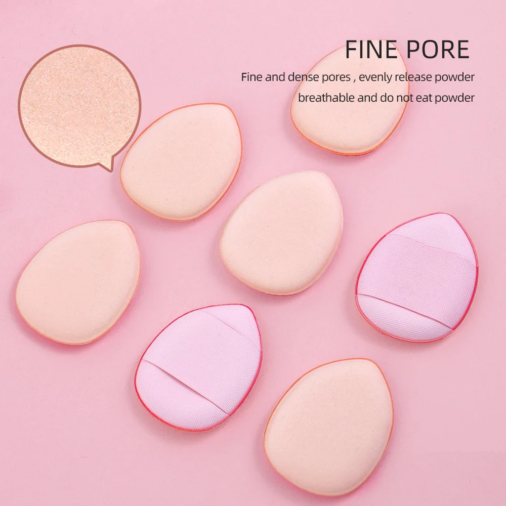 7pcs mini finger powder puff with storage box, a makeup tool for concealer and liquid foundation