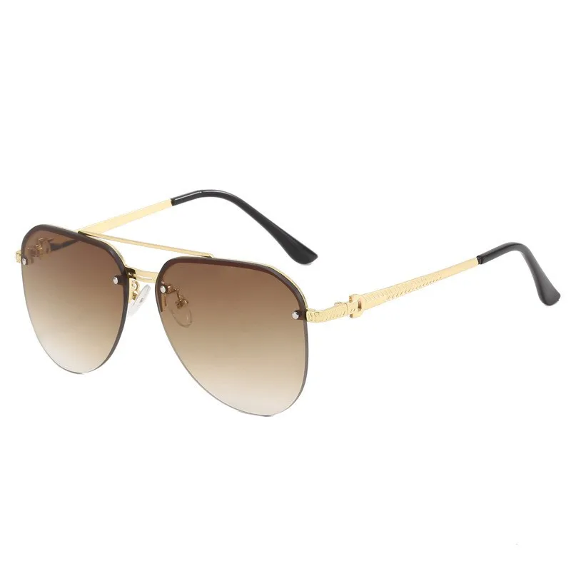 New Fashion Metal Half Frame Women\'s Outdoor Sunglasses Classic Double Beam Glasses