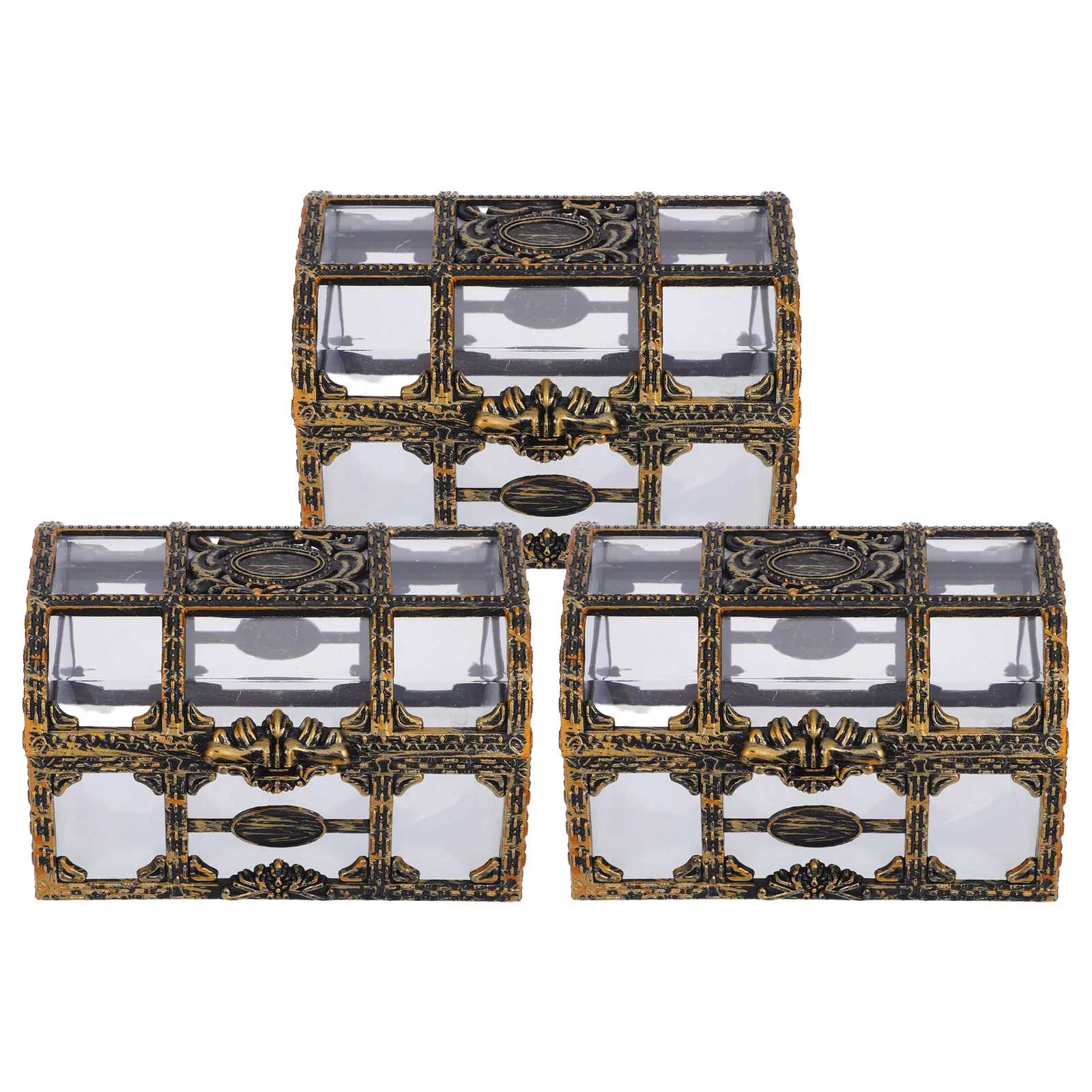 

3 Pcs Gemstone Box Durable Plastic Storage Wedding Memory Collectibles Jewelry Pirate Treasure Chest Pirate Treasure Chest