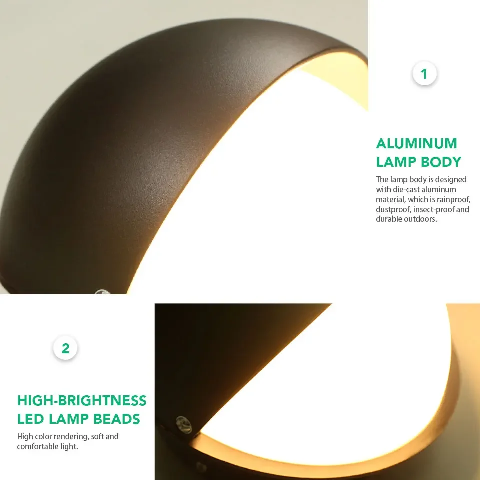 LED Wall Lamp Light AC85-265V 14W Aluminum Lamp Body Material Black White Lamp Body Color IP65 Waterproof High Quality High Brig