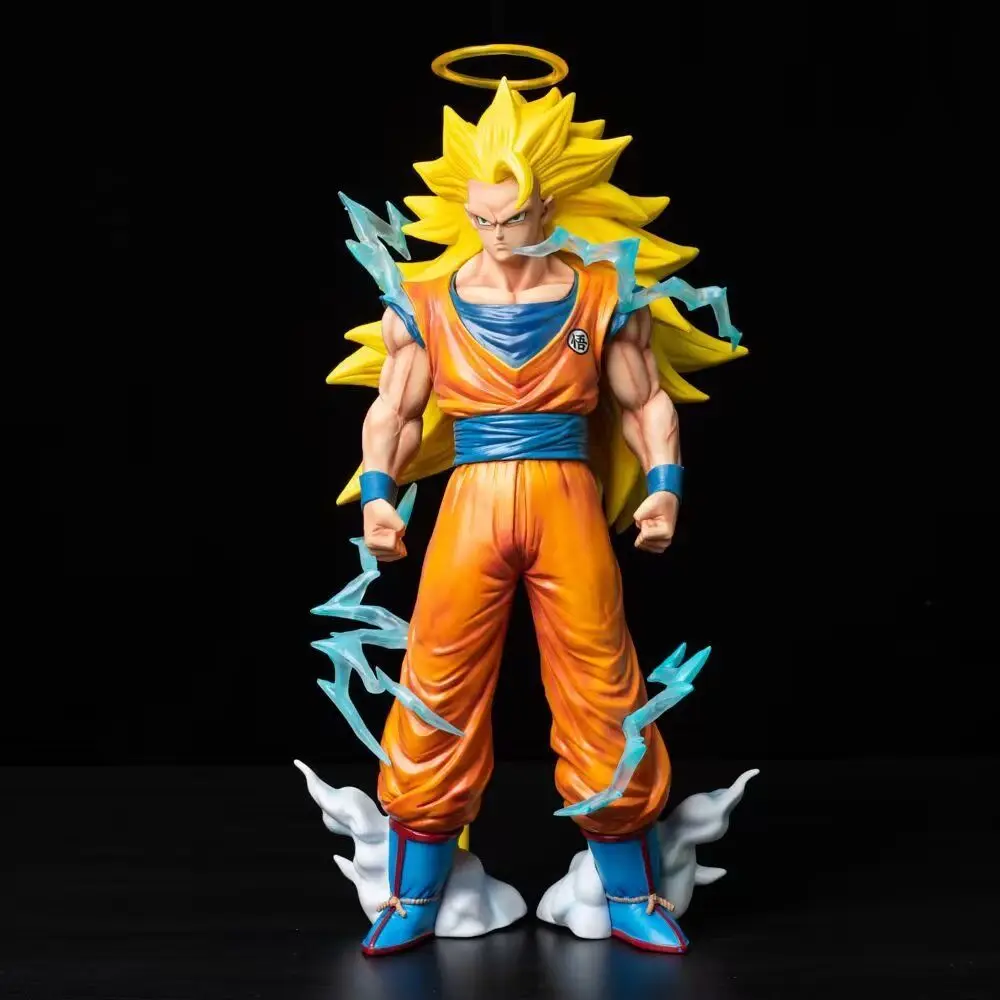 35cm dragon ball super saiyan goku posição de pé anime figura modelo estátua meninos coleção decoração desktop ornamento brinquedos