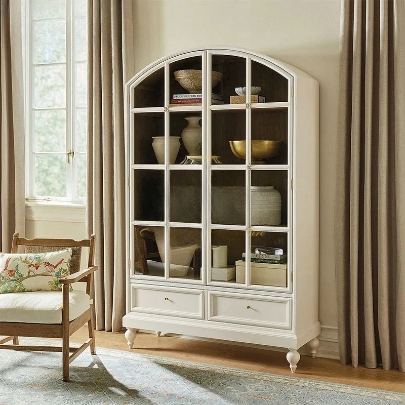 

D96 American all-solid wood dining side cabinet wine cabinet integrated against the wall kitchen dining room log storage cabine