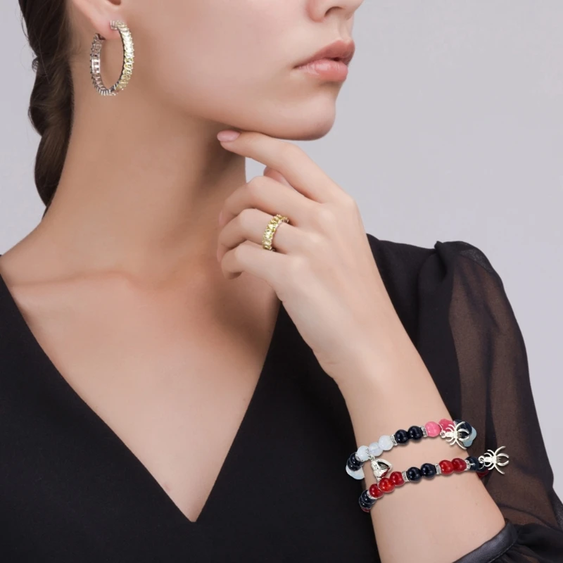 1 Pair Fashion Halloween Spiders Couple Bracelets Heart Charm Bangles Dropshipping