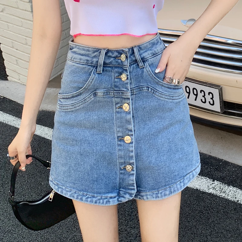 

Loose High Waisted Denim Shorts for Women's Summer 2024, New A-line Versatile Slim Fit and Slimming Straight Leg Skirt