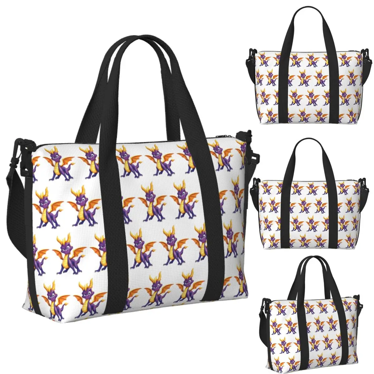 

Custom Ice Spyro Beach Travel Bag Large Capacity Tote Bags for Gym Yoga Women Shopping Duffle Shoulder Bag