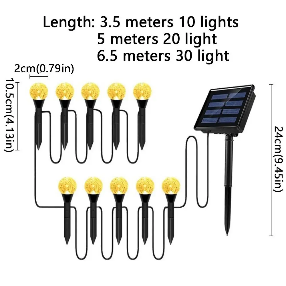 10/20/30 LED ソーラー芝生ライト防水飛散防止経路ライト超高輝度妖精ストリングライトクリスマスパーティーの装飾