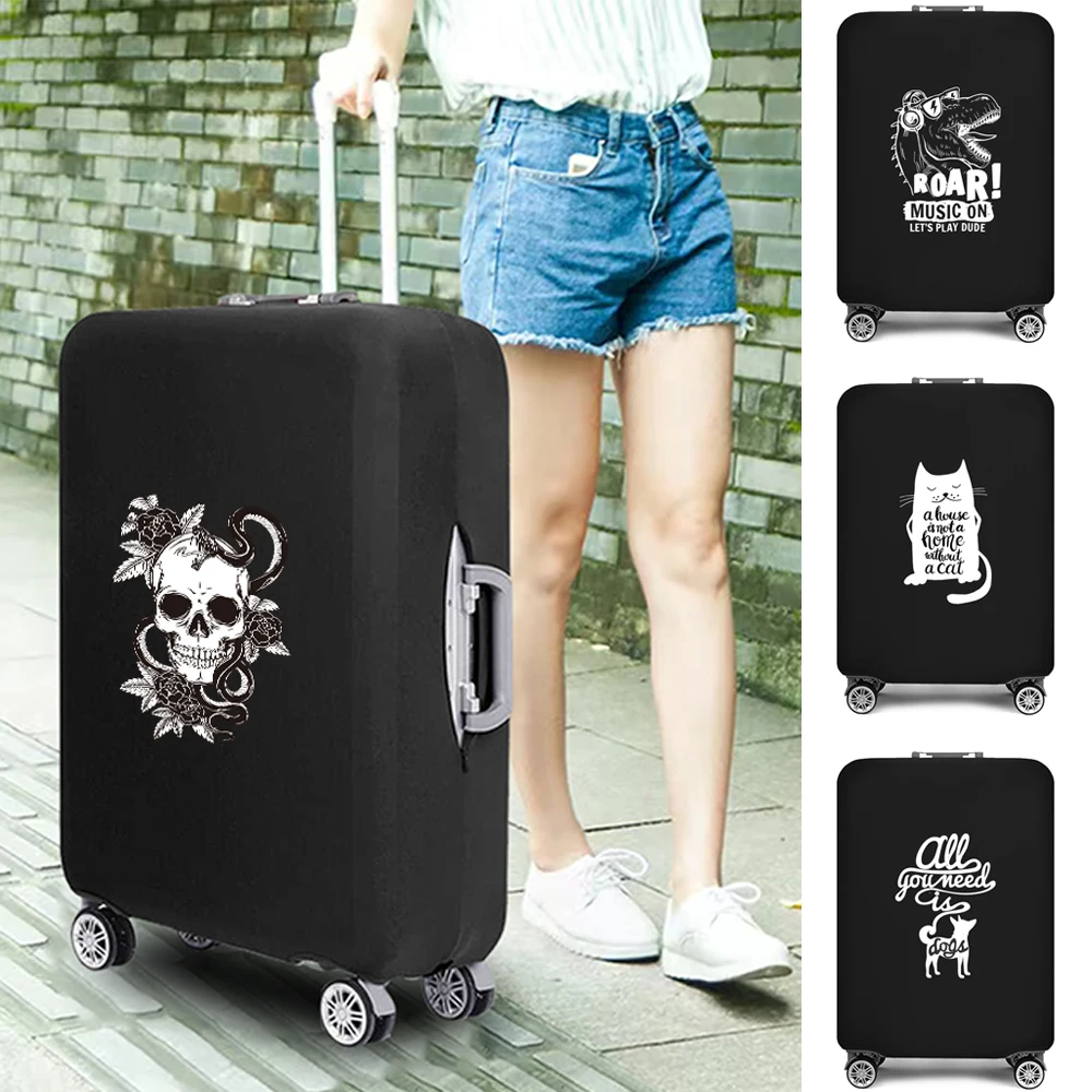 Luggage Cover Protector Suitcase Covers for Trunk Case Apply To 18-32 Inch Trolley Case White Picture Printed Elastic Dust Cover