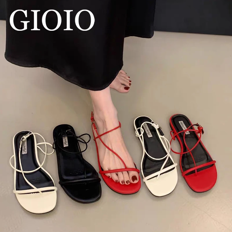 

Summer Fashion Narrow Band Women Flip Flops Sandals Flat Shoes Casual Female Ankle Buckle Strap Gladiator Ladies Shoes Sandals